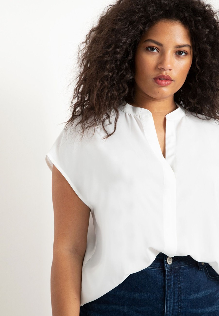 Online Notch Collar Blouse Shirts & Blouses