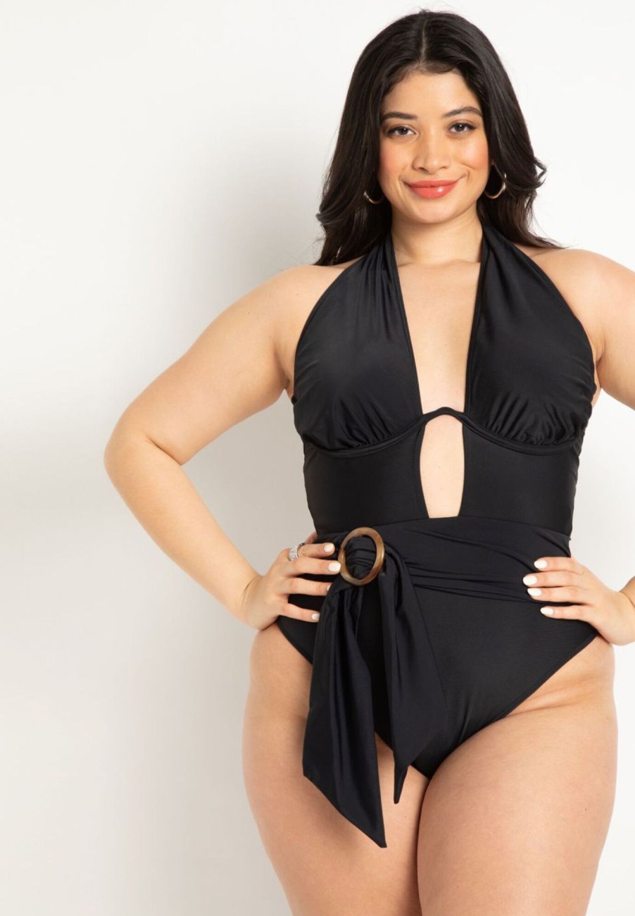 New Twist Halter Swimsuit With Underwire Detail One Piece Swimsuits