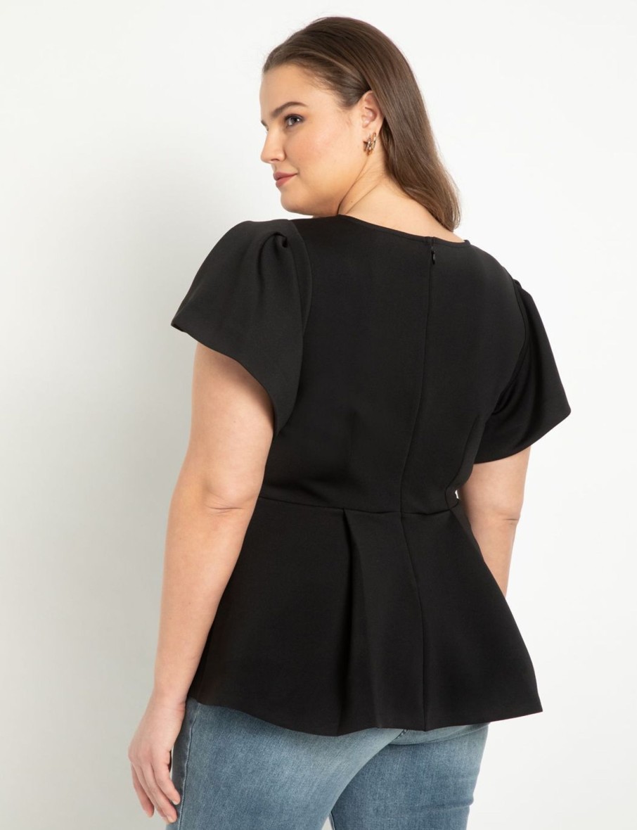 New Flare Sleeve Peplum Top Knitwear