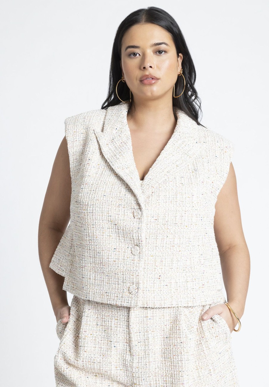 Hot Tweed Cropped Vest Jackets