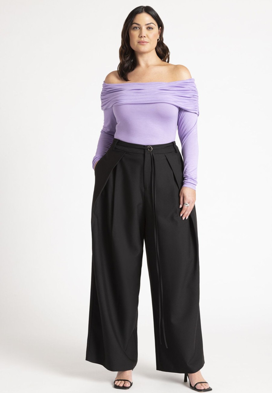 Clearance Pleat Detail Trouser With Long Belt Pants