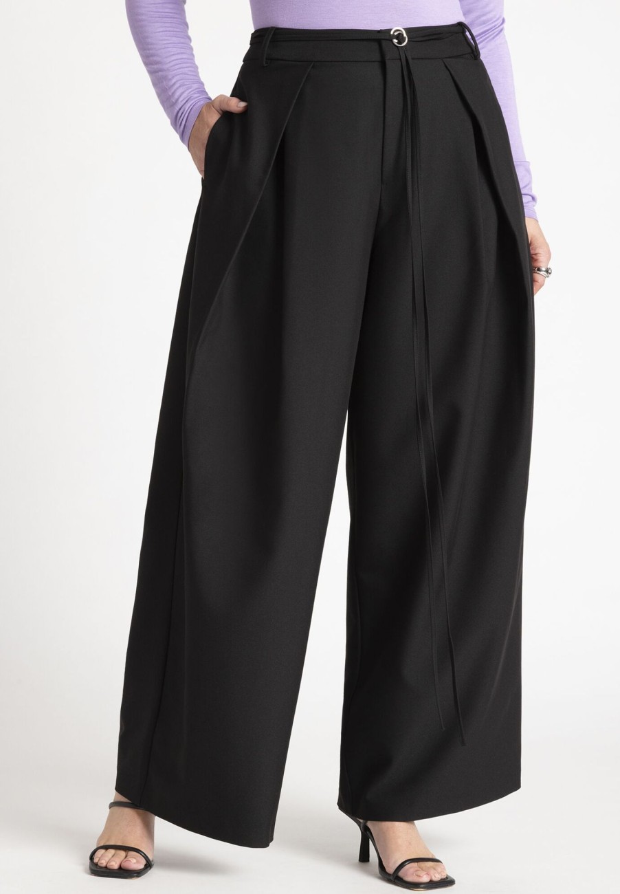 Clearance Pleat Detail Trouser With Long Belt Pants