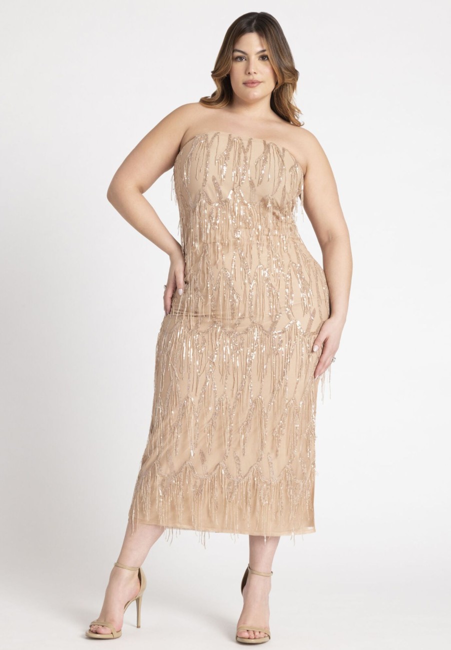 Best Strapless Fringe Sequin Maxi Dress Date Night Dresses