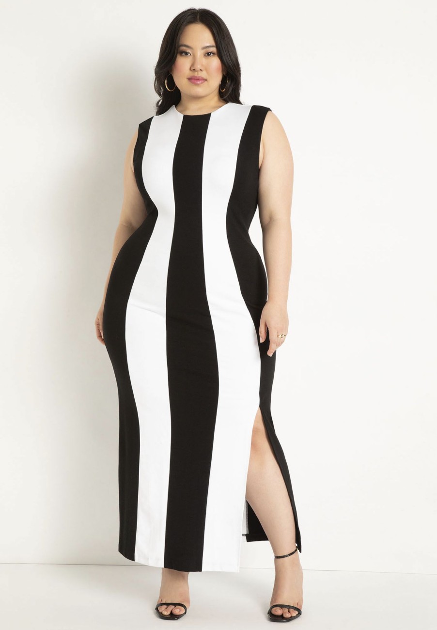 Hot Striped Knit Maxi Dress Midi Dresses