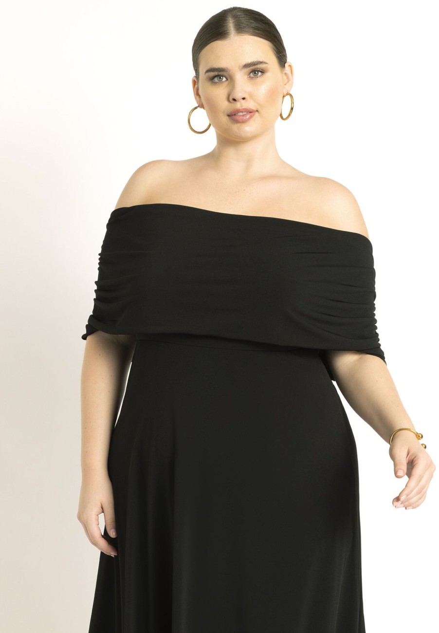 Wholesale Off The Shoulder Knit Maxi Dress Black Dresses