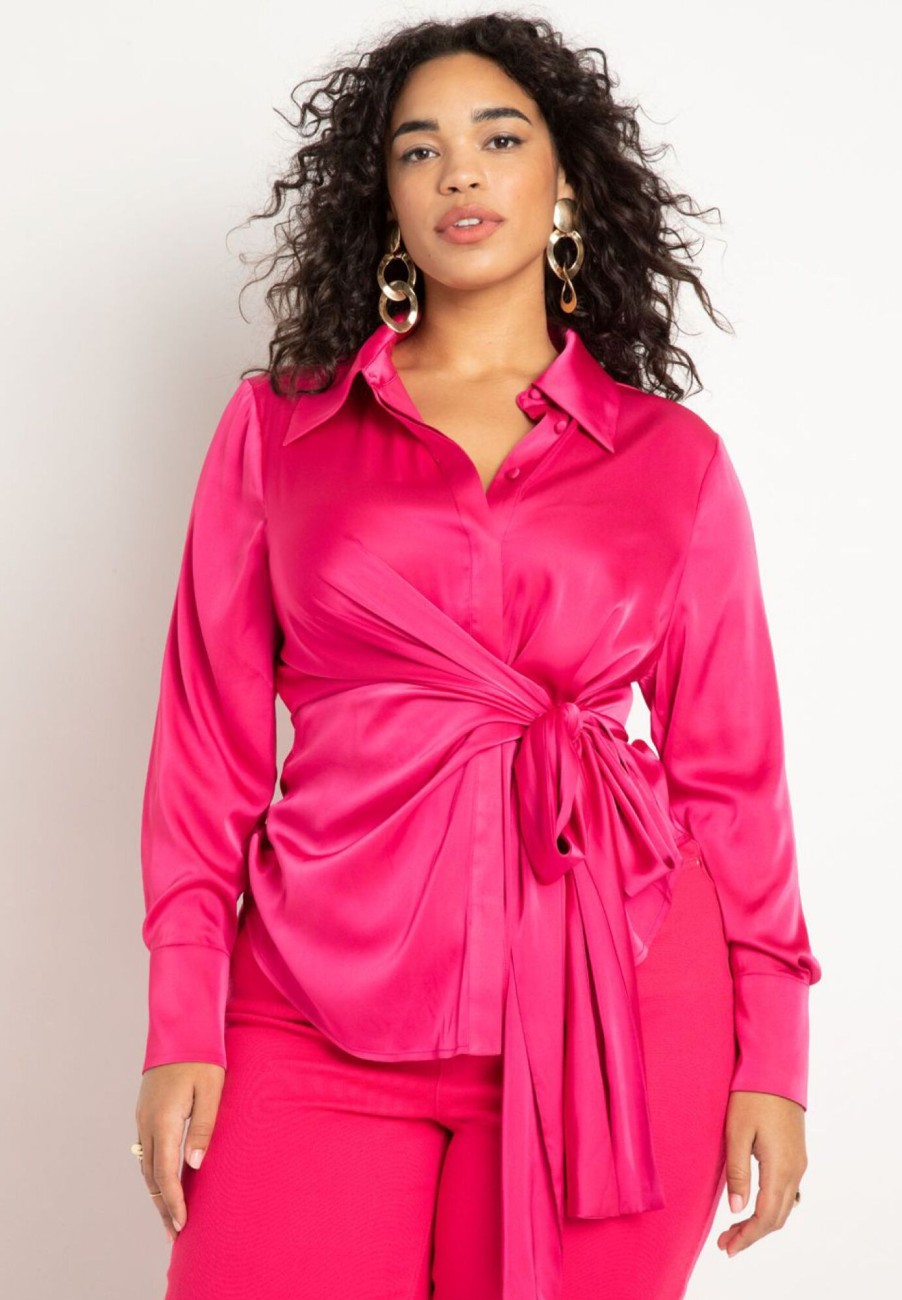 Best Satin Collared Blouse With Bow Shirts & Blouses