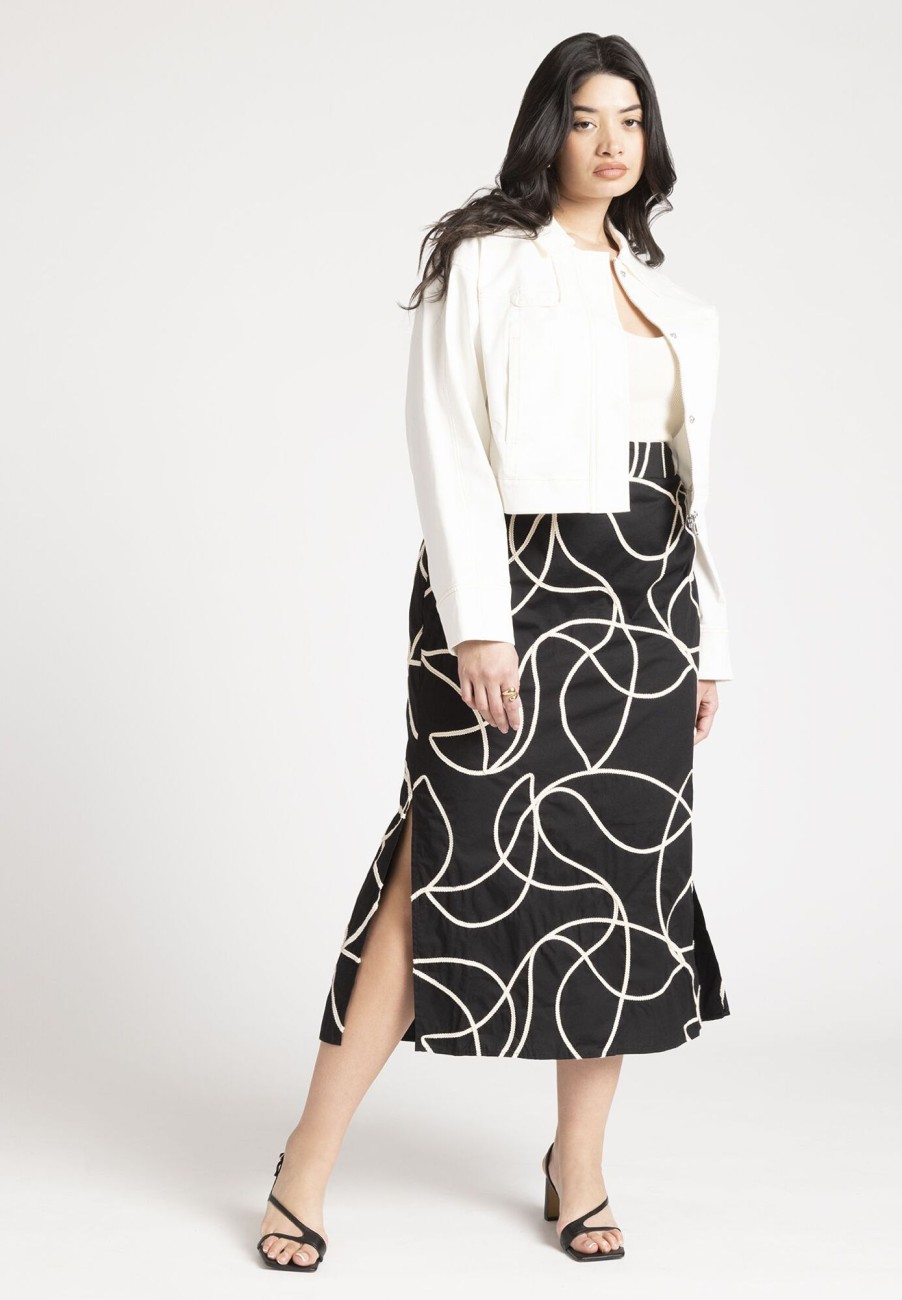 Clearance Embroidered Midi Skirt Skirts