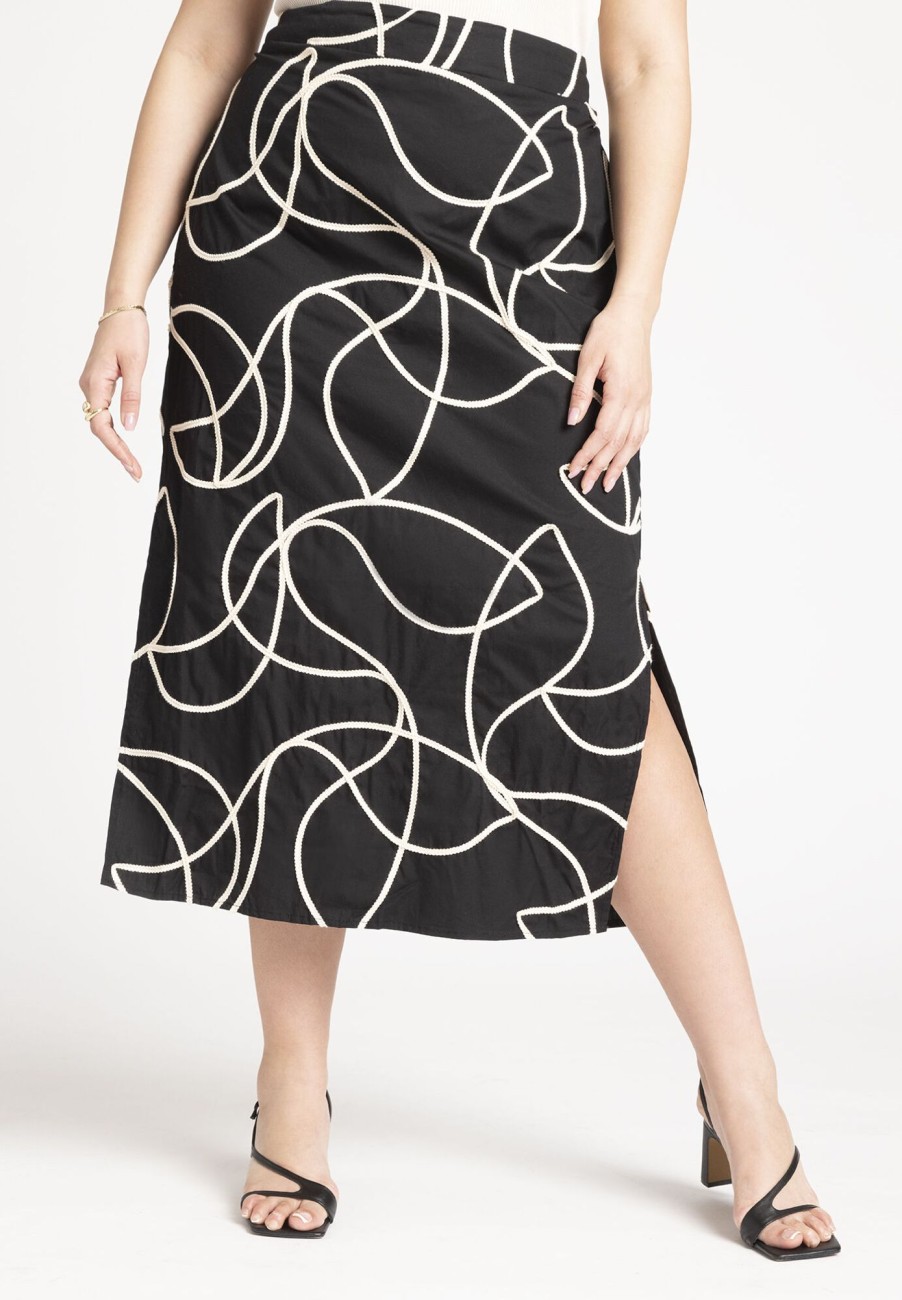 Clearance Embroidered Midi Skirt Skirts