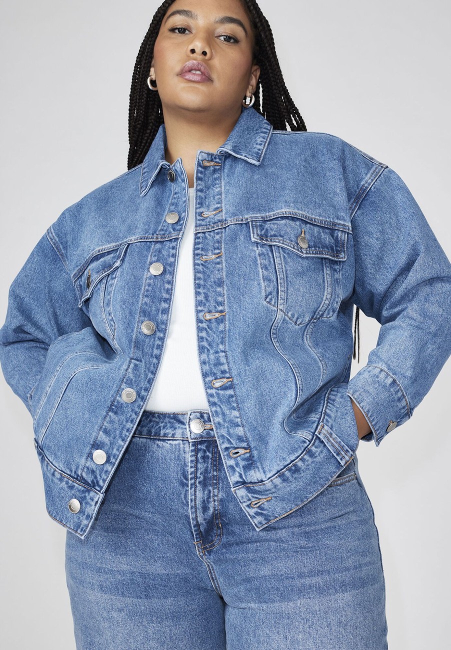 Wholesale Oversized Denim Jacket Medium Wash