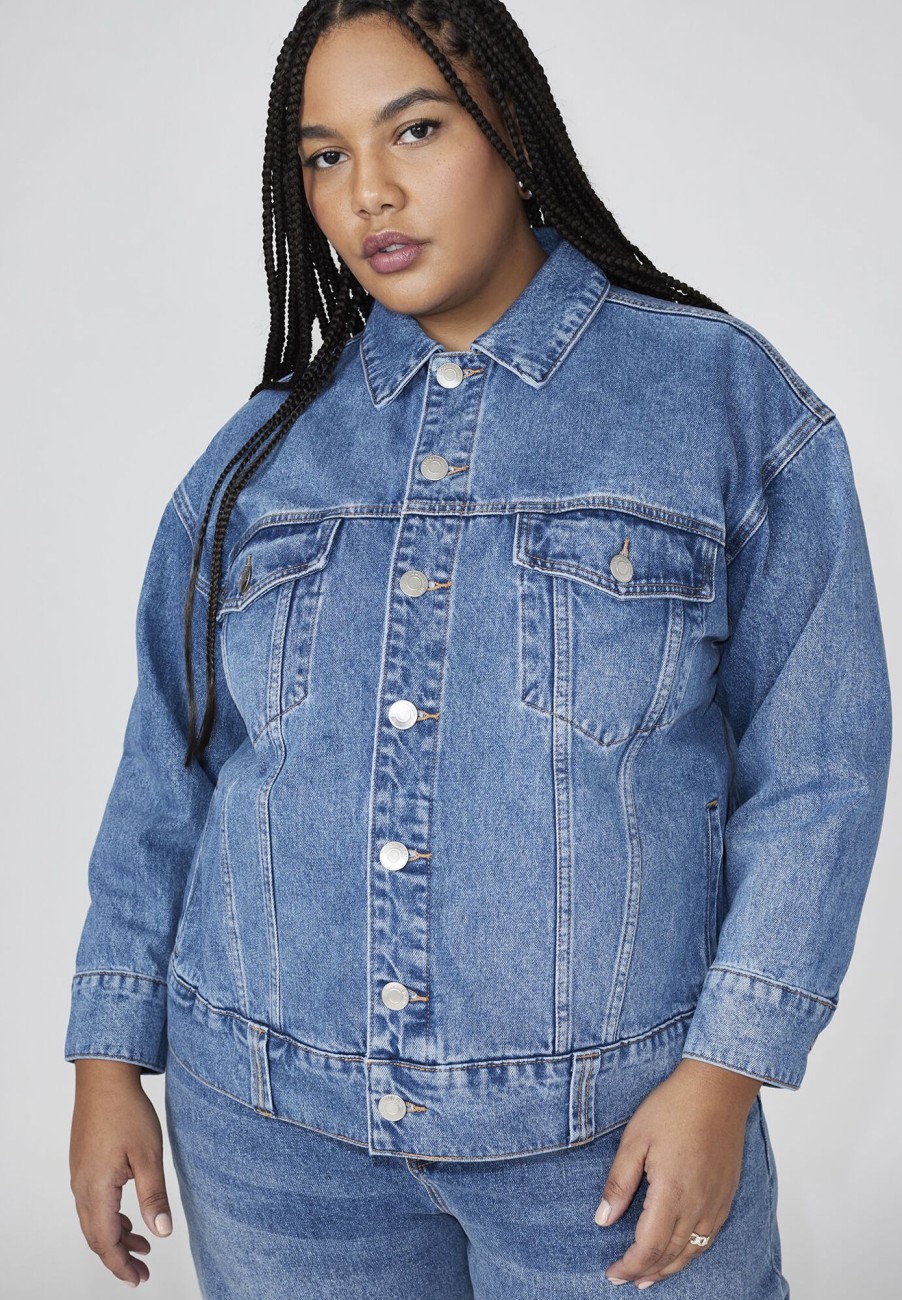 Wholesale Oversized Denim Jacket Medium Wash