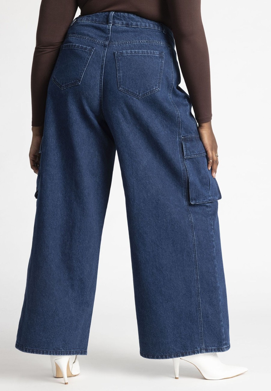 New Wide Leg Cargo Jean Dark Wash