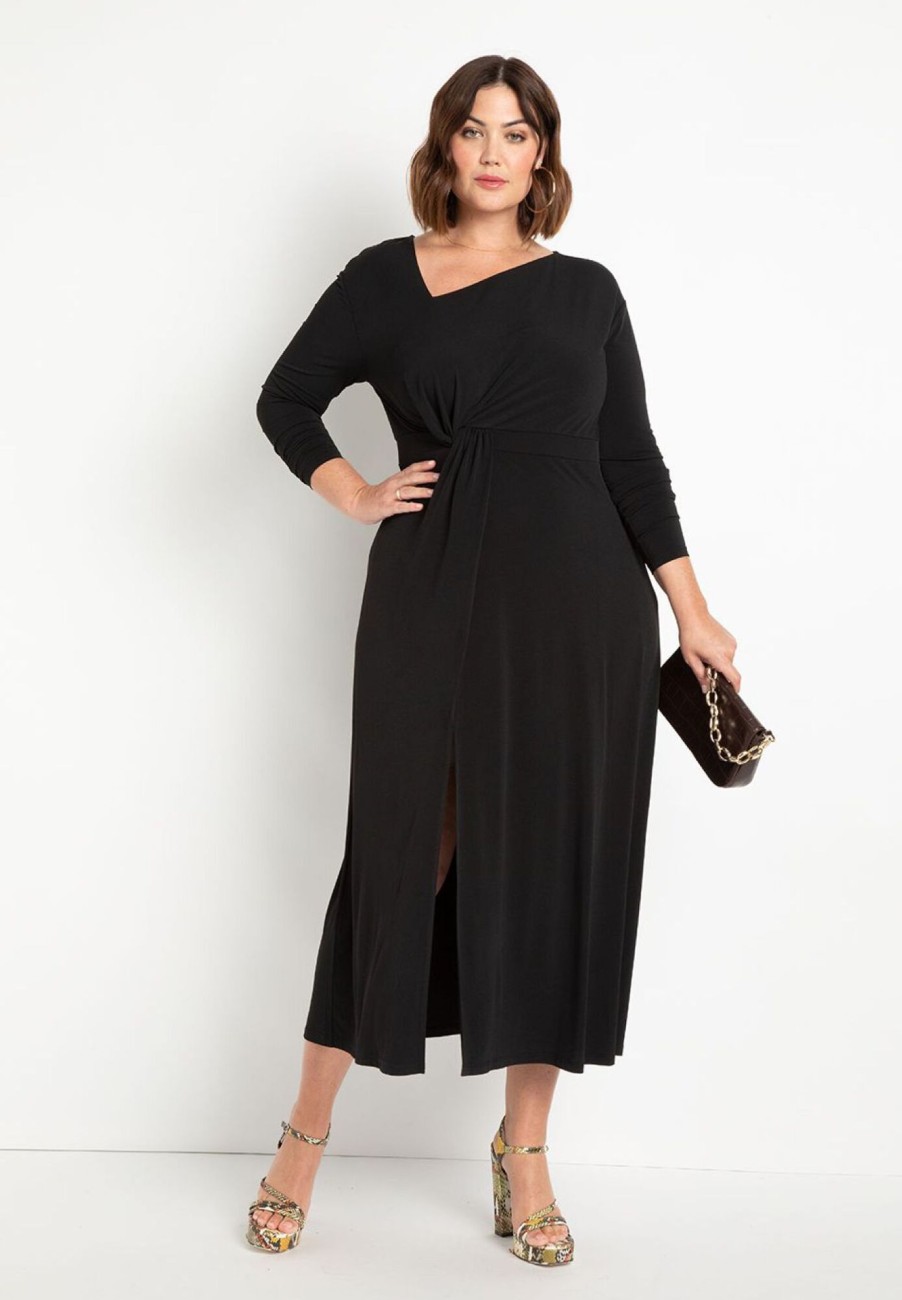 Best Twist Detail Fit And Flare Black Dresses