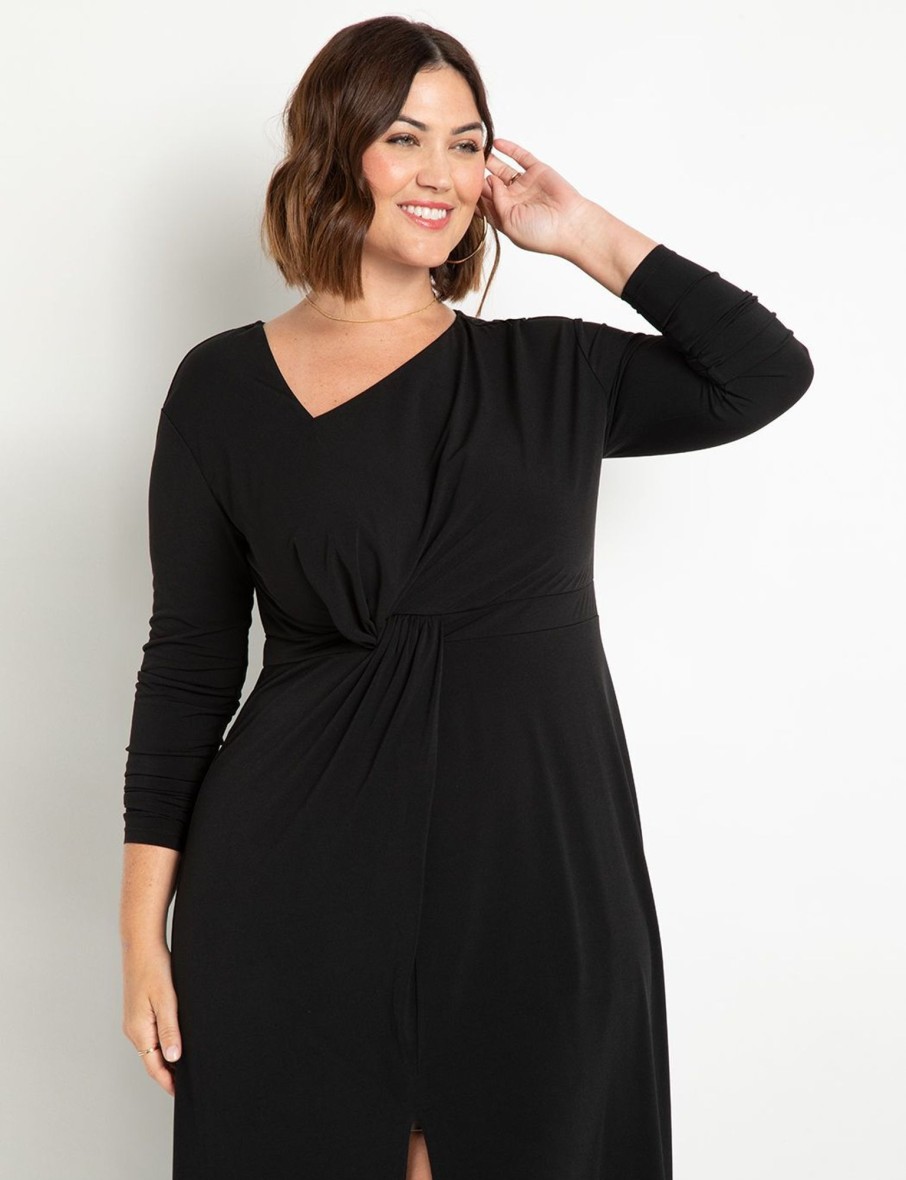 Best Twist Detail Fit And Flare Black Dresses