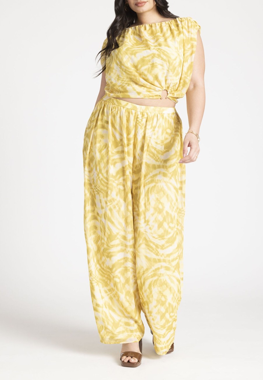 Best Wide Leg Printed Chiffon Pant Wide Leg Pants