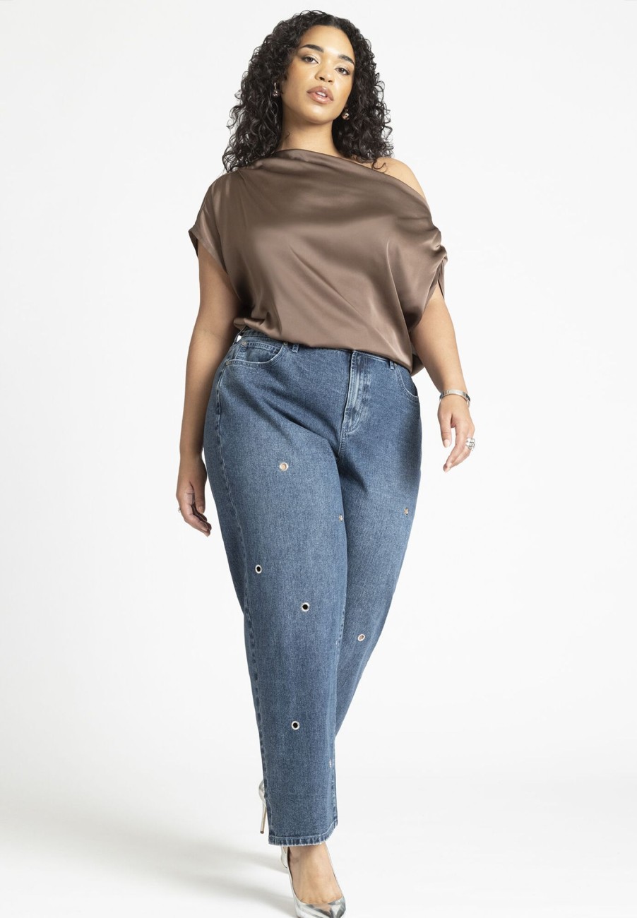 New High Rise Loose Grommet Jean Loose