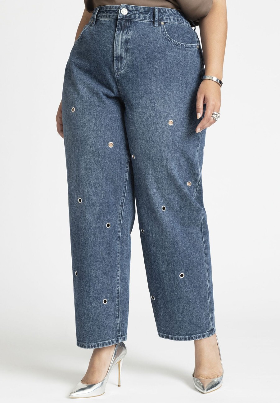 New High Rise Loose Grommet Jean Loose