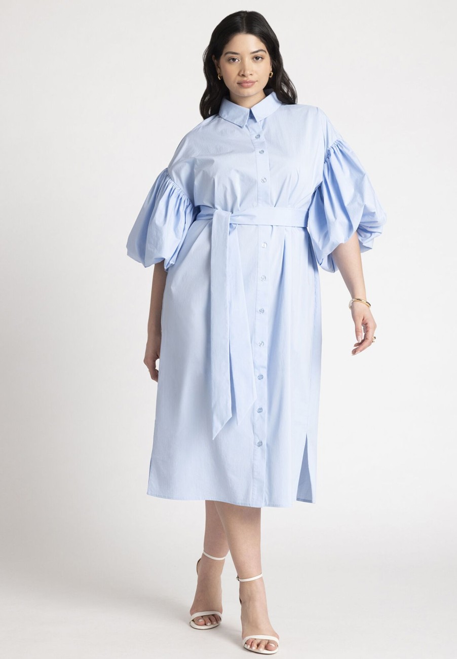 Hot Balloon Sleeve Shirt Dress Mini Dresses