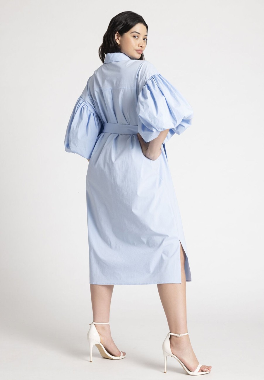 Hot Balloon Sleeve Shirt Dress Mini Dresses