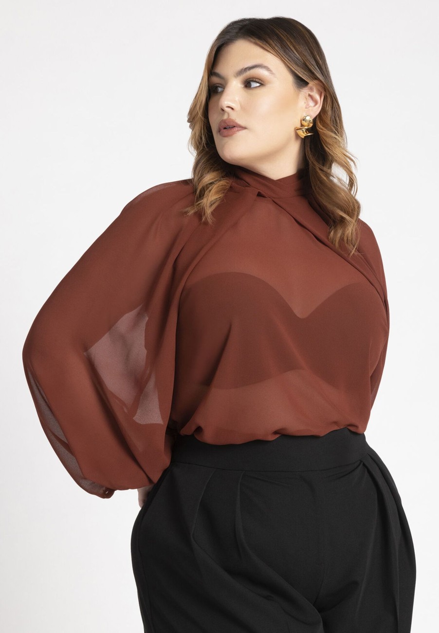 Hot Draped Sleeve Chiffon Top Shirts & Blouses