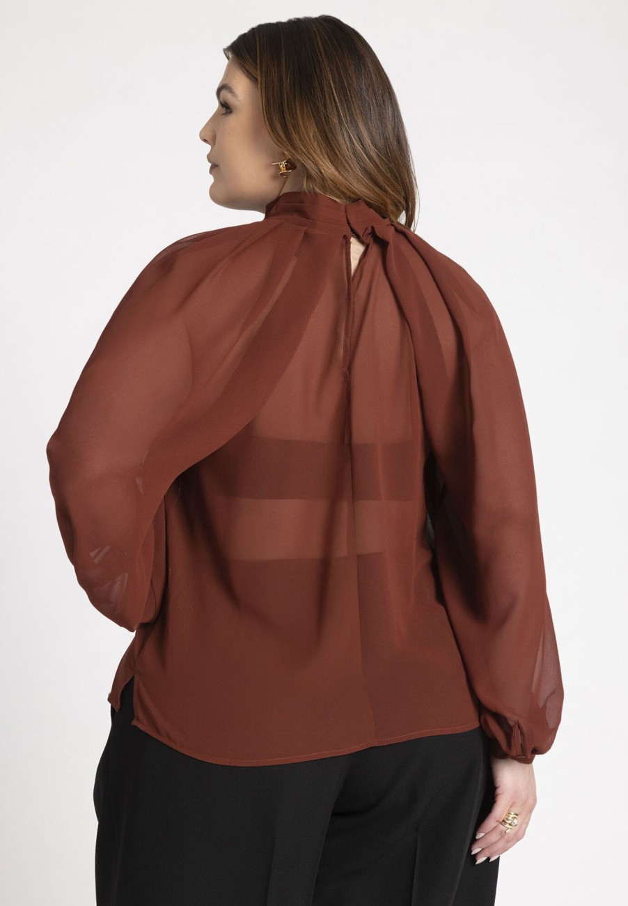 Hot Draped Sleeve Chiffon Top Shirts & Blouses