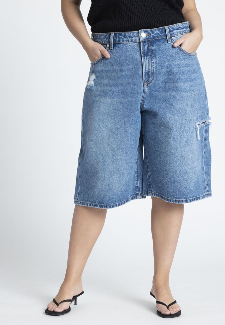 Best Destructed Denim Bermuda Short Shorts