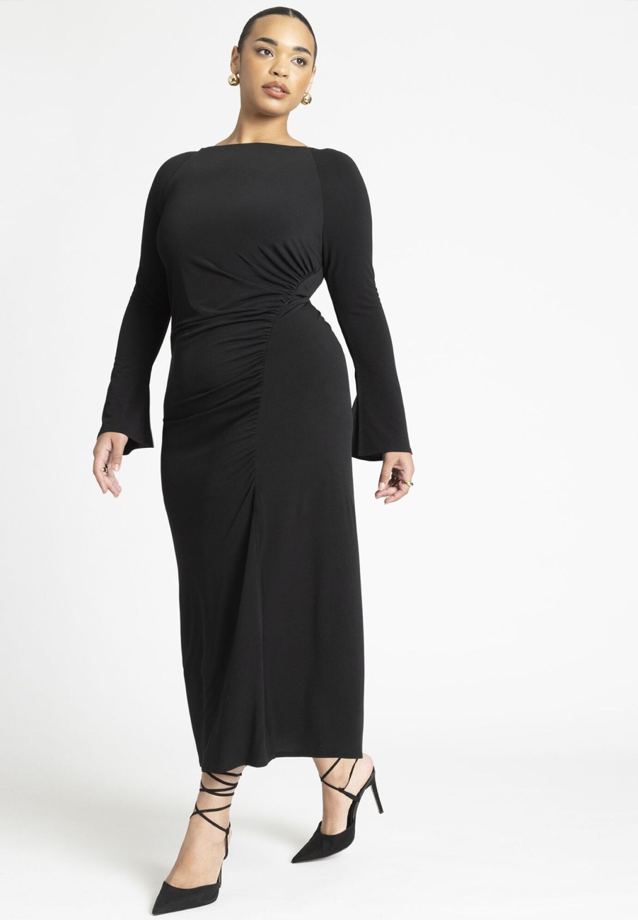 Wholesale Relaxed Knit Maxi Dress Black Dresses