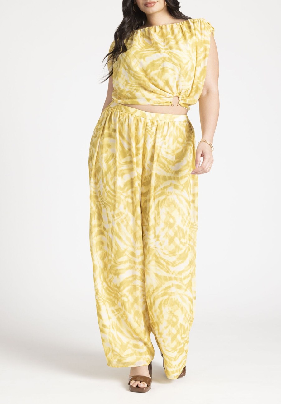 New Wide Leg Printed Chiffon Pant Pants