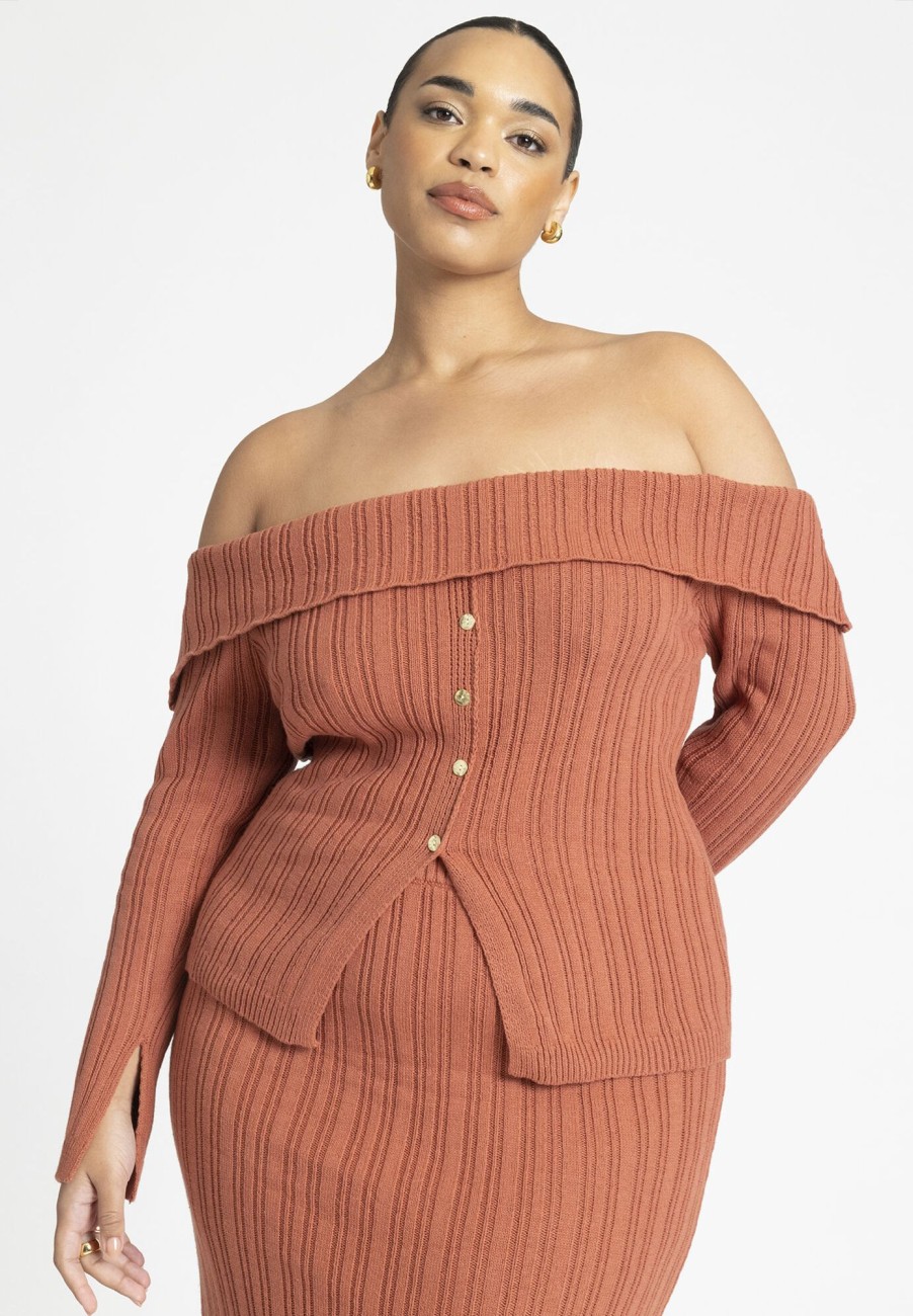 Online Off The Shoulder Sweater With Sleeve Slits Sweaters & Cardigans