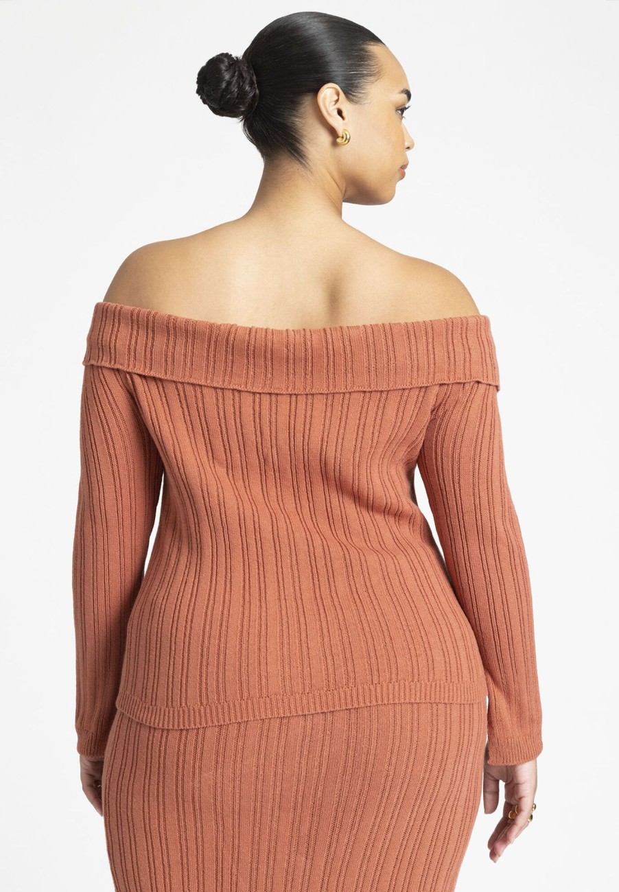 Online Off The Shoulder Sweater With Sleeve Slits Sweaters & Cardigans