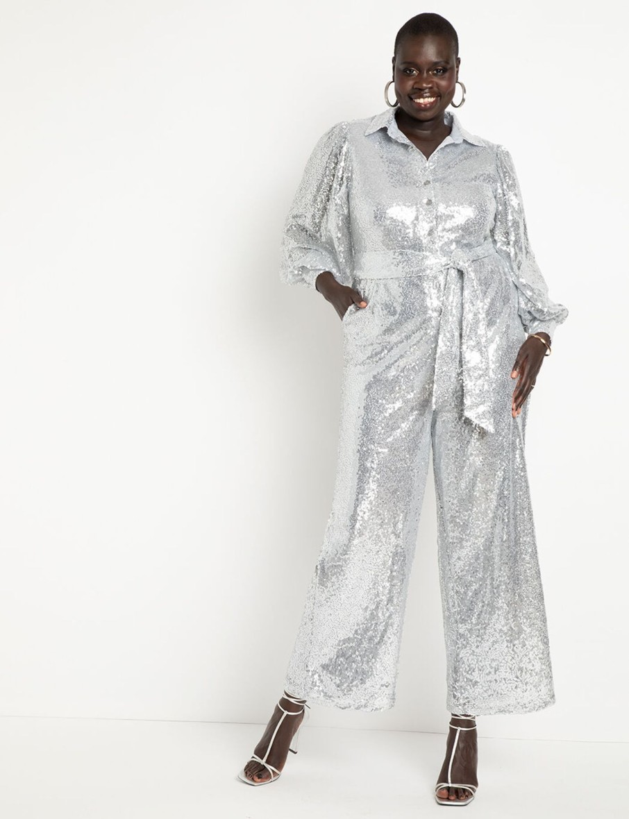 Online Sequin Jumpsuit With Collar Jumpsuits