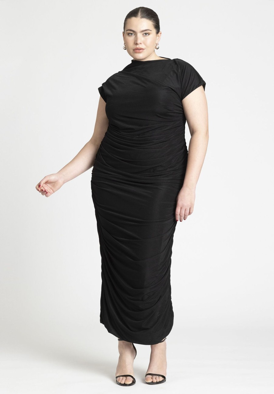 Hot Draped Asym Dress Black Dresses