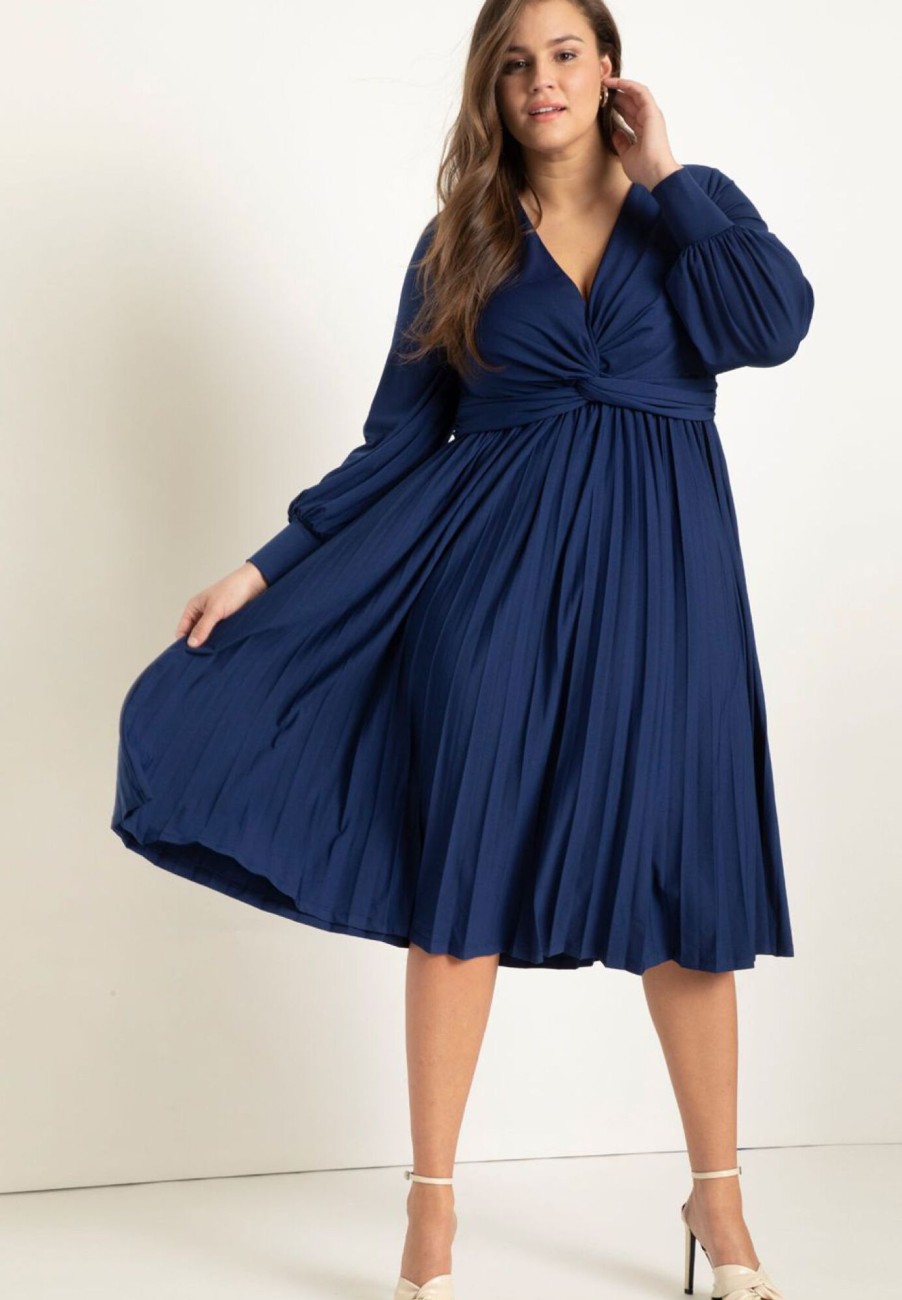 Hot Knot Front Pleated Skirt Dress Work Wear