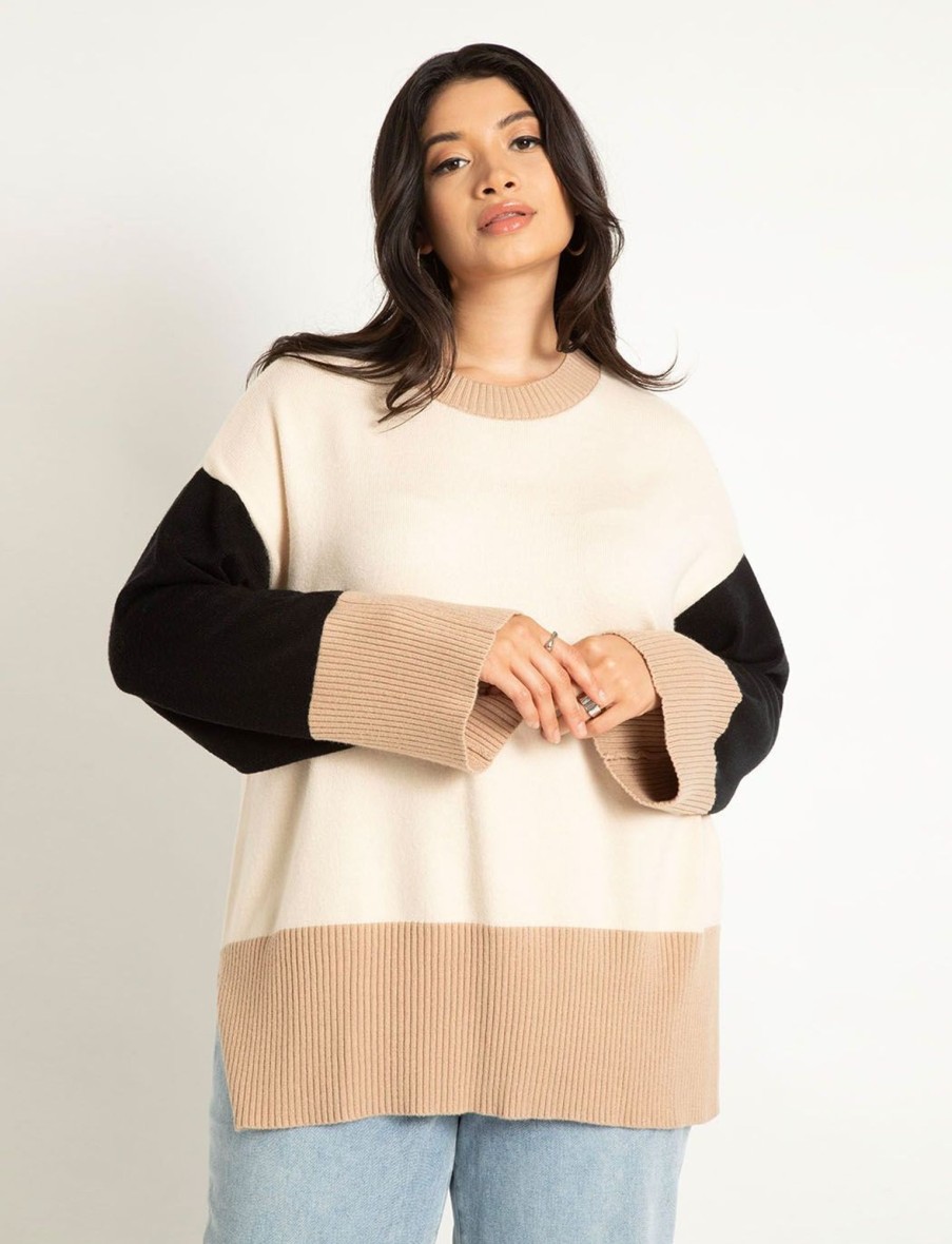 Hot Colorblocked Relaxed Sweater Sweaters & Cardigans