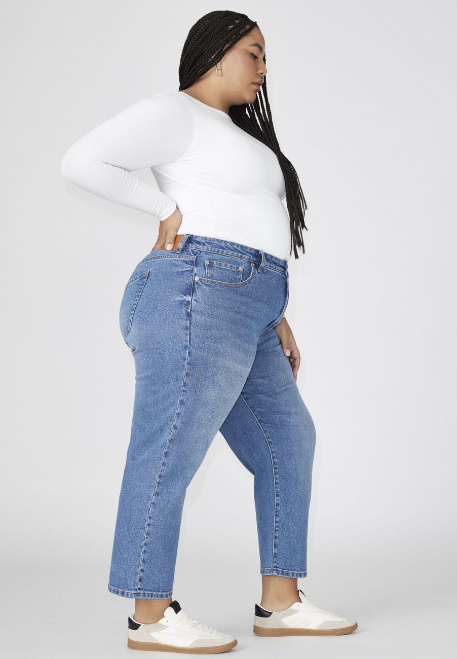 New The Naomi Comfort Stretch Straight Jean Crop Medium Wash