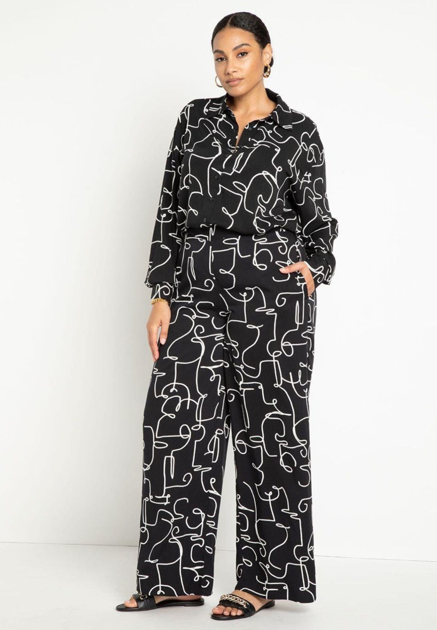 Online Printed Wide Leg Pant Work Wear