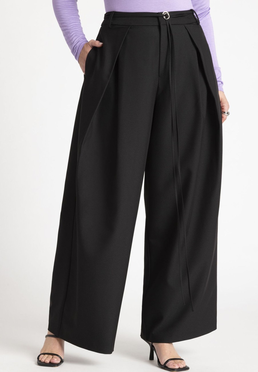 Clearance Pleat Detail Trouser With Long Belt Suiting