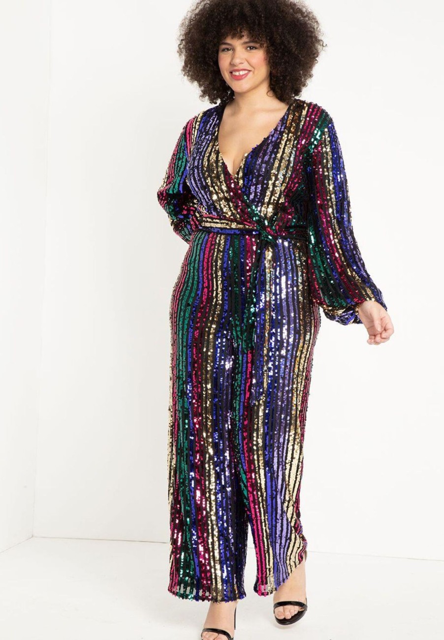 Clearance Stripe Sequin Jumpsuit Jumpsuits