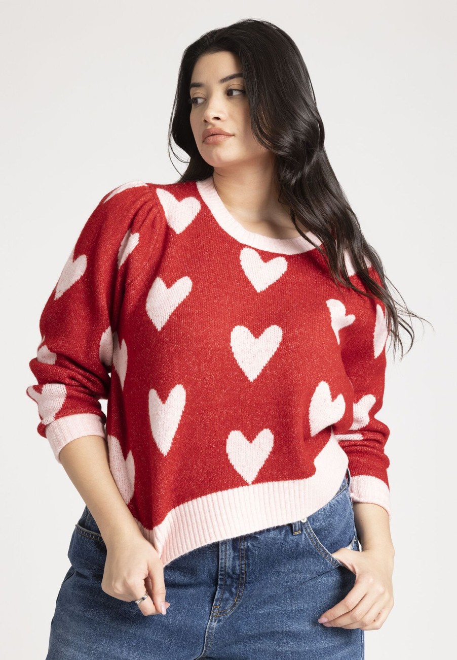 Hot Heart Intarsia Cropped Sweater Sweaters & Cardigans