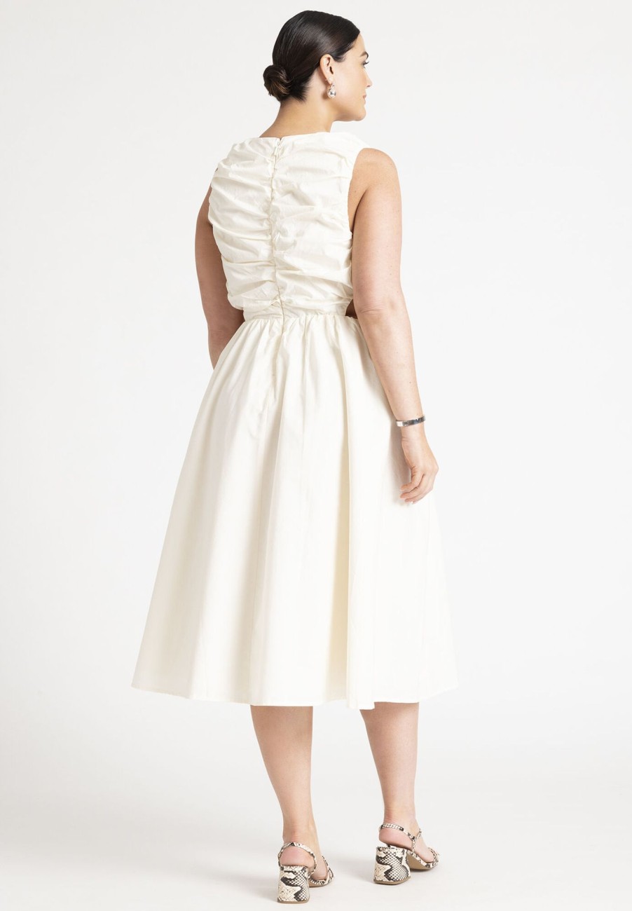 Best Shirred Bodice Midi Dress White Dresses