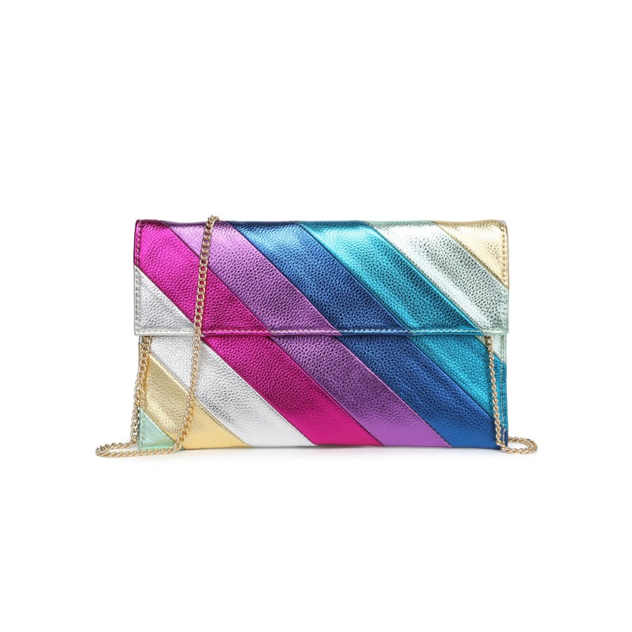 New Metallic Rainbow Stripe Clutch Handbags & Clutches