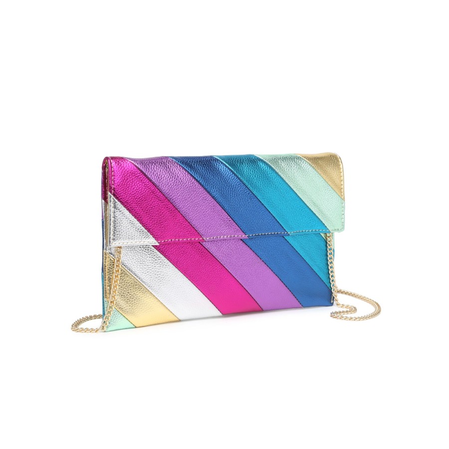 New Metallic Rainbow Stripe Clutch Handbags & Clutches